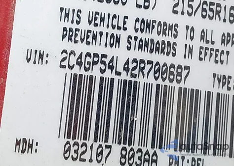 2002 Chrysler Town & Country Lxi from USA, damaged, VIN 2C4GP54L42R700687